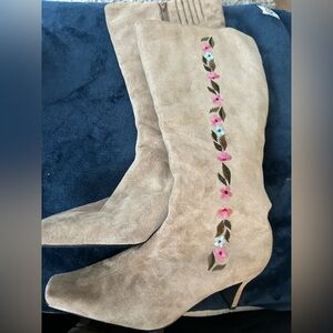 Valley Lane Beige Floral Heeled Boots